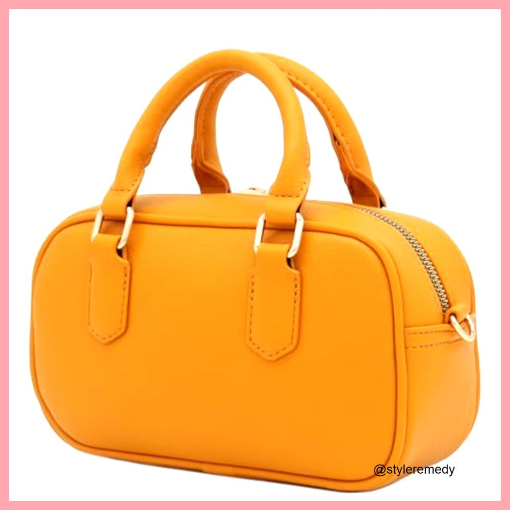 Mini PU Leather Satchel Purse Top Handle Crossbody Bag - Picture 5 of 7